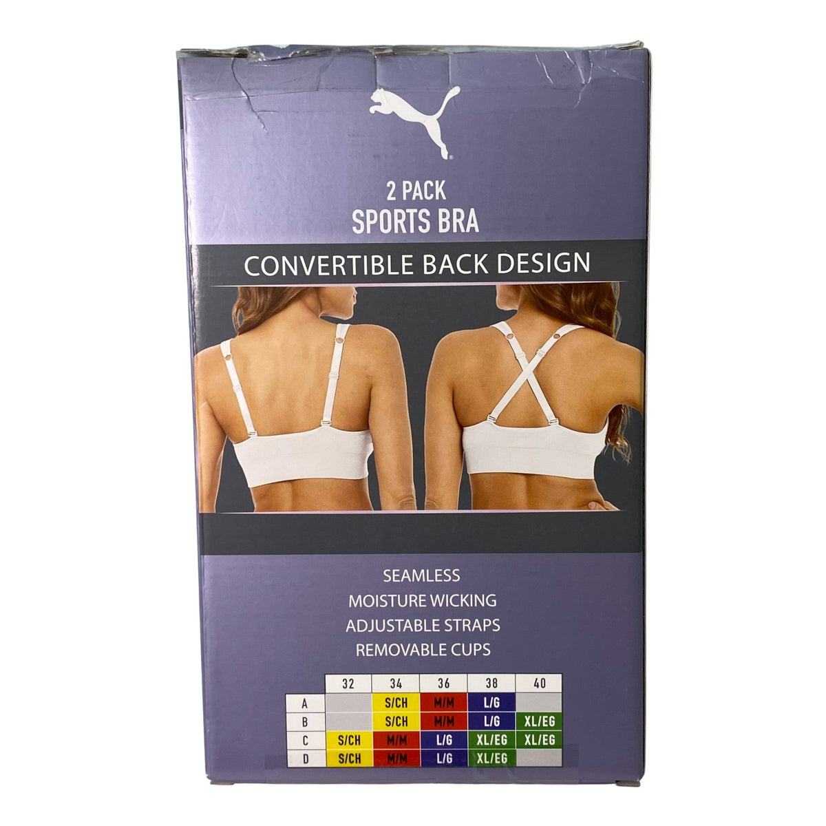 Puma 2 Pack Sports Bra Grey/Black SIZE - Medium