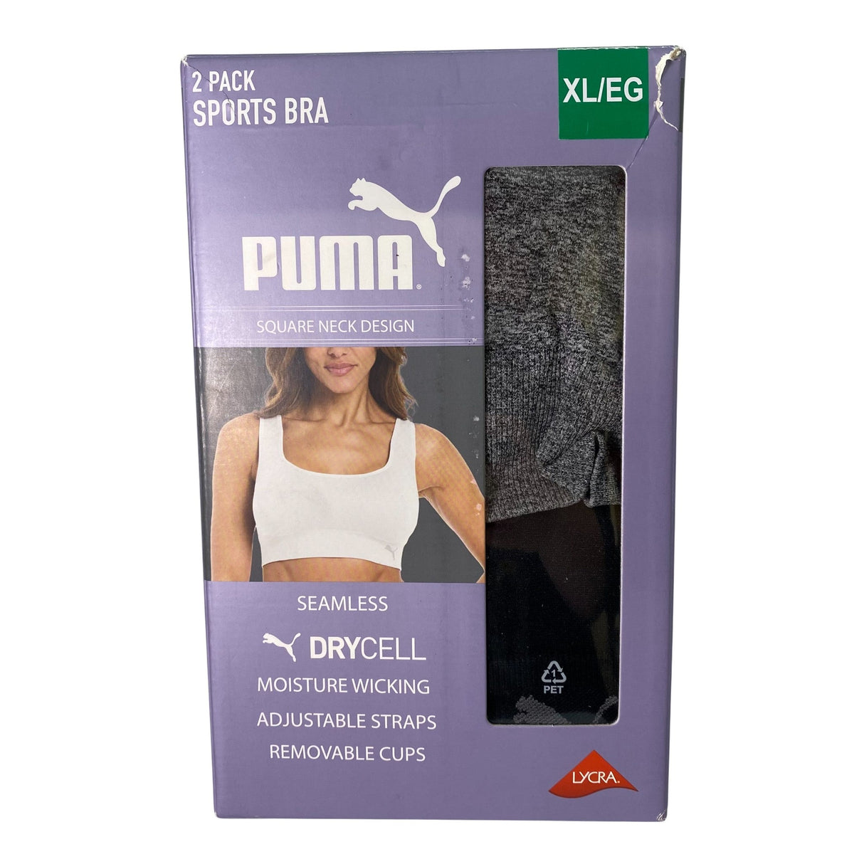 Puma 2 Pack Sports Bra Grey/Black SIZE - Extra Large