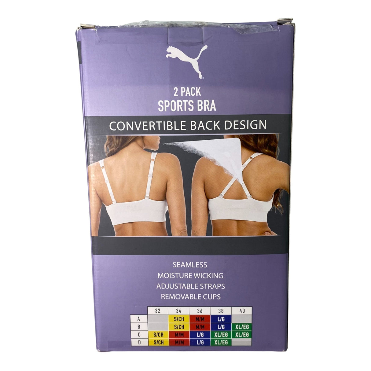 Puma 2 Pack Sports Bra Grey/Black SIZE - Extra Large