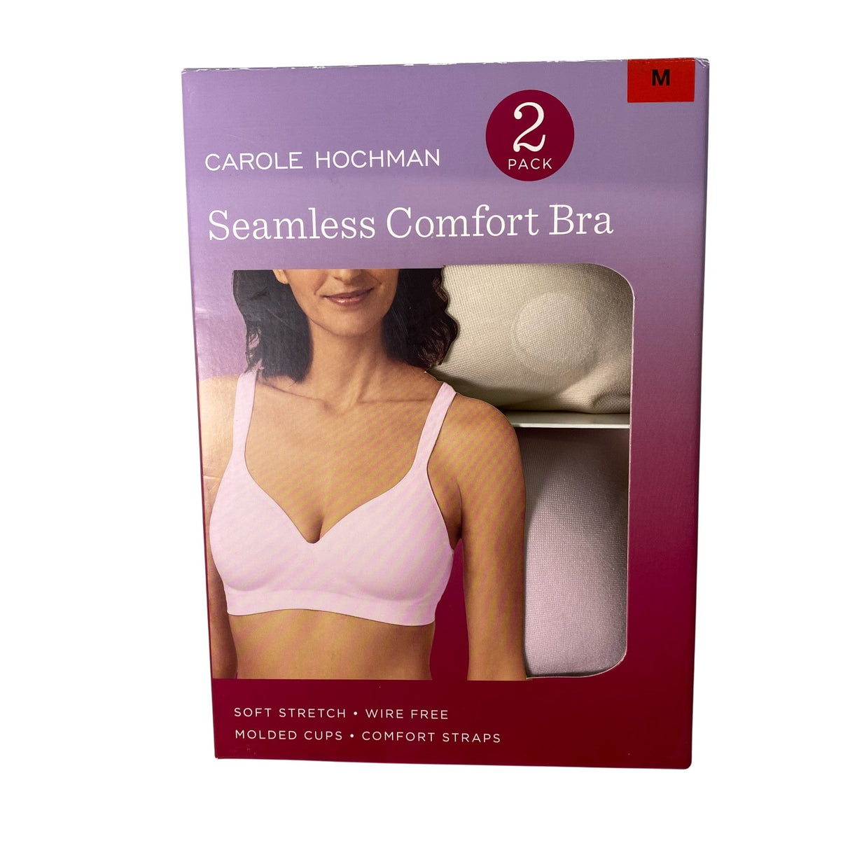 Carole Hochman 2 Pack Seamless Comfort Bra Lilac/Shell SIZE - Medium