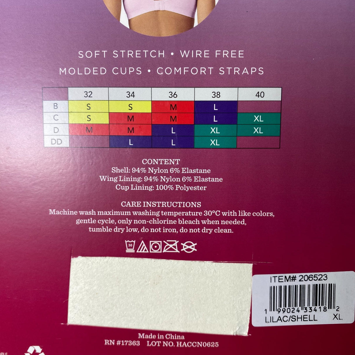 Carole Hochman 2 Pack Seamless Comfort Bra Lilac/Shell SIZE - Extra Large