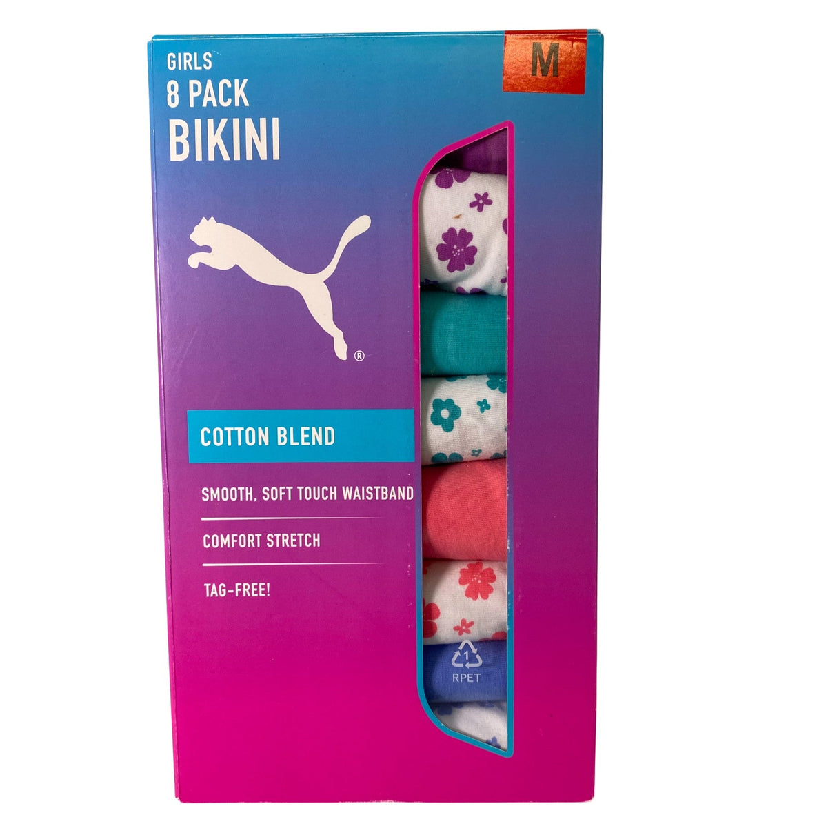 Puma Girl's 8 Pack Bikini Briefs SIZE - Medium