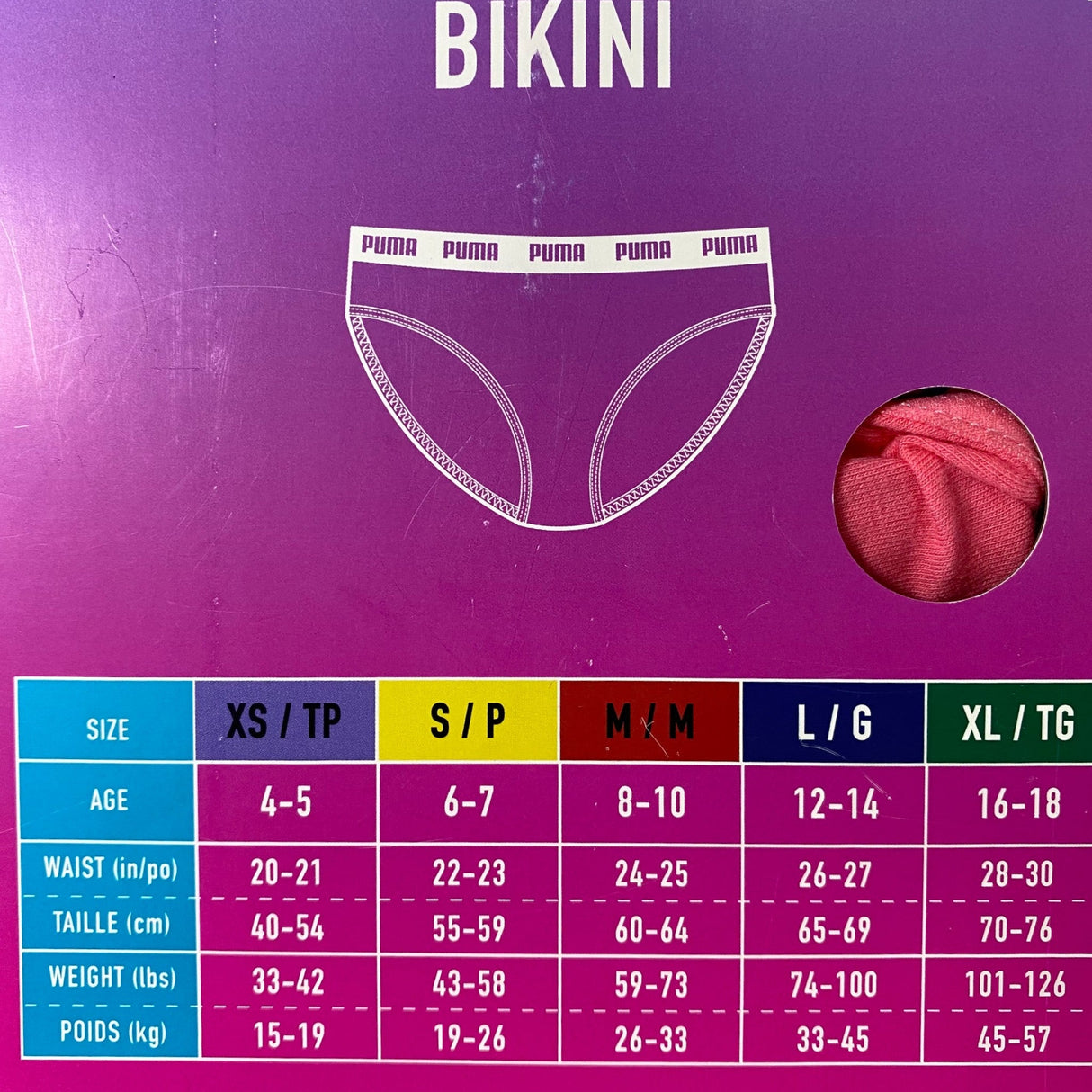 Puma Girl's 8 Pack Bikini Briefs SIZE - Medium