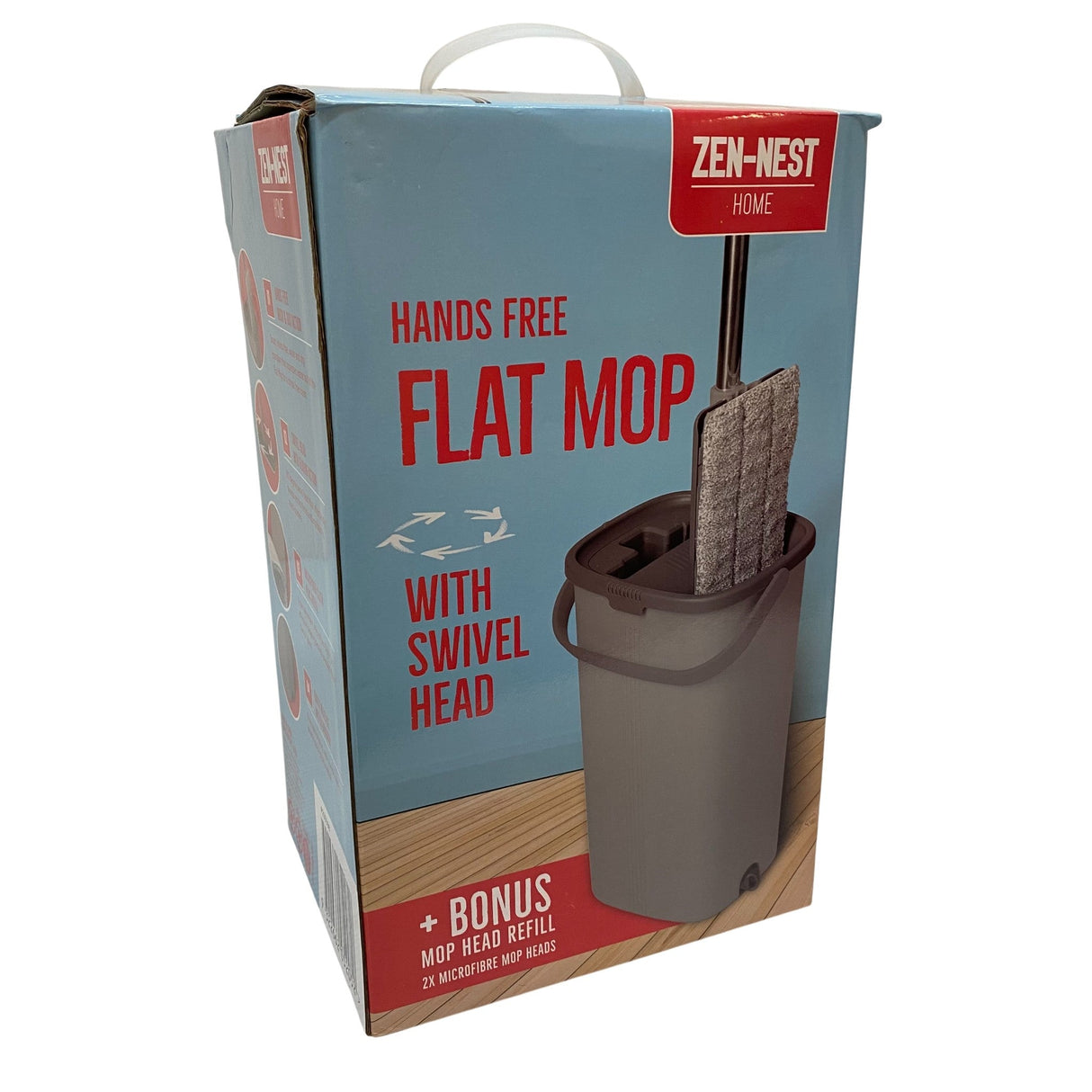 Zen Nest Flat Mop & Bucket Set with 1x Microfibre Mop Head