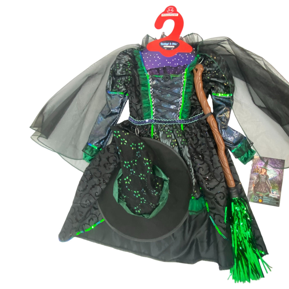 Teetot Princess Factory Green Witch Costume - 3-4 Years SIZE - 3