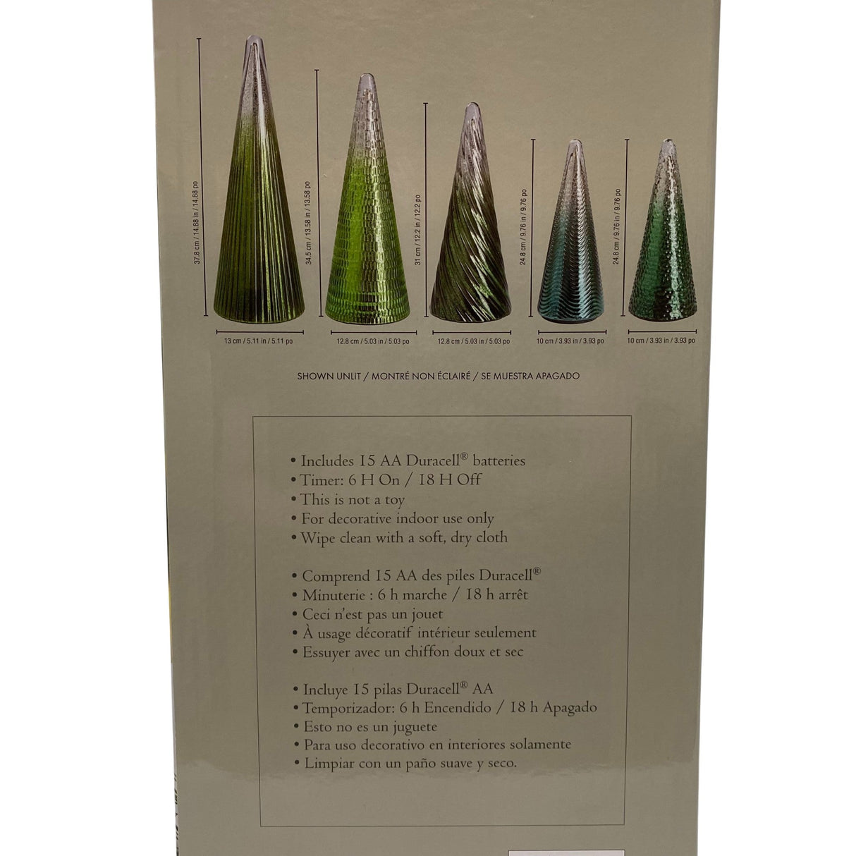 Holiday 5x LED Glass Holiday Trees - Green
