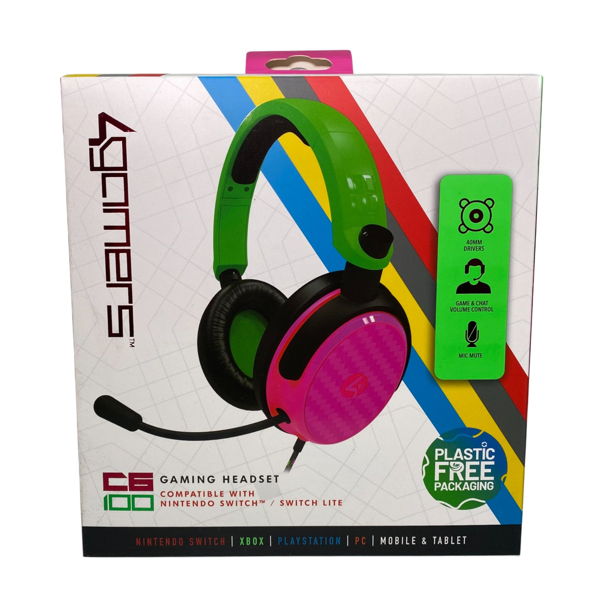 4gamers C6-100 Wired Gaming Headset Pink/Green