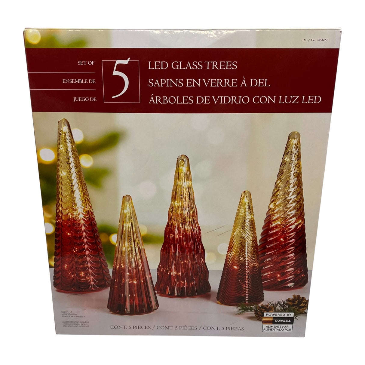 Holiday Holiday 5x LED Glass Holiday Trees - Red