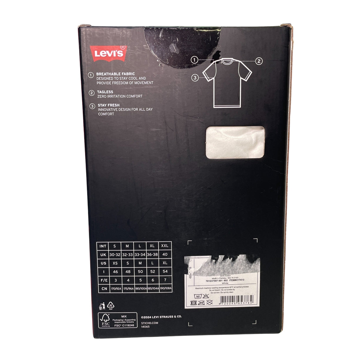 Levi's Men's 3 Pack Cotton Crew Neck Tees - White SIZE - Medium