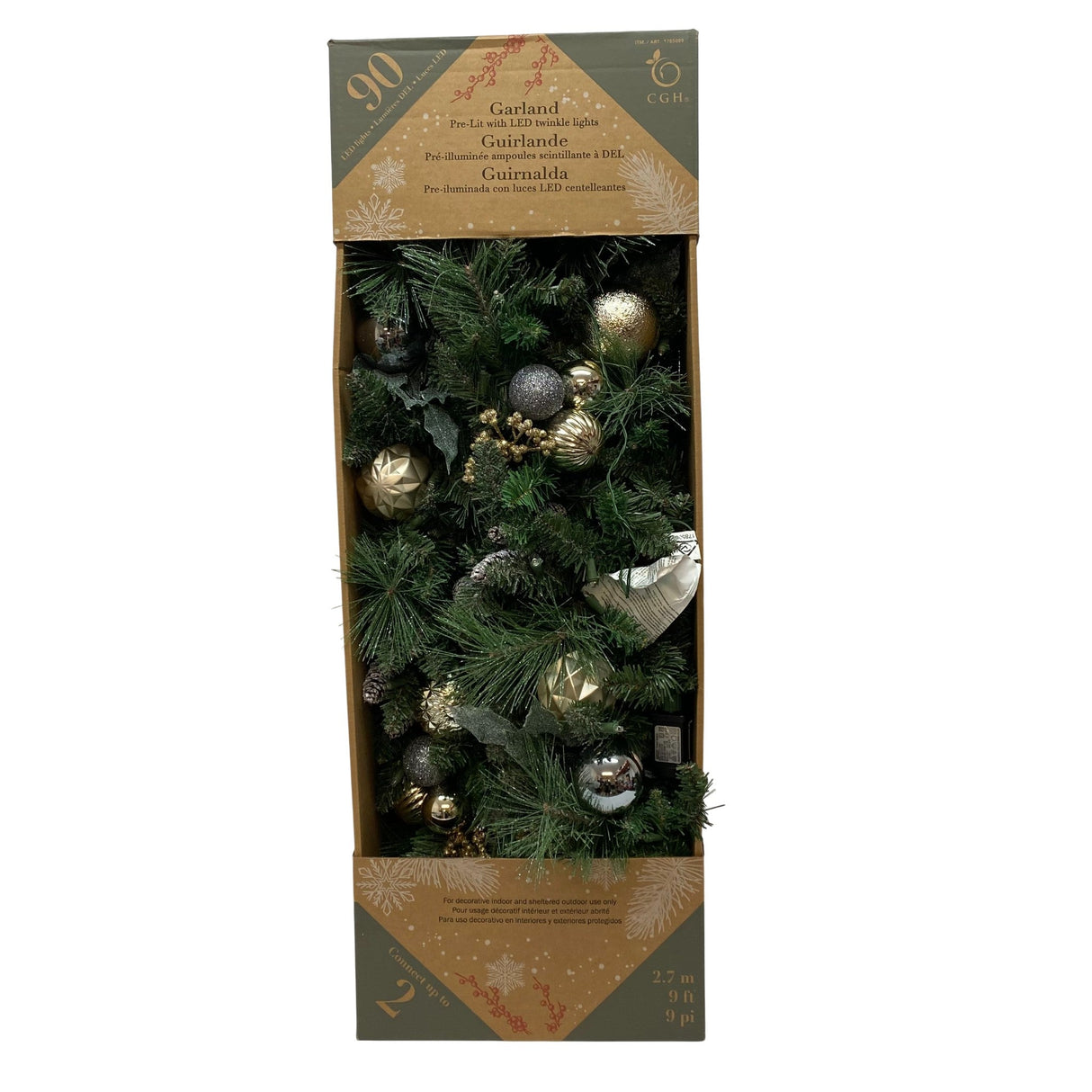 CGH Pre-Lit LED Garland - Gold - 2.7m