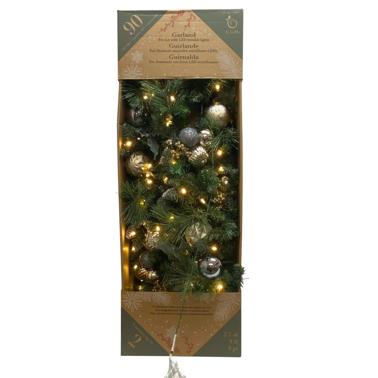CGH Pre-Lit LED Garland - Gold - 2.7m