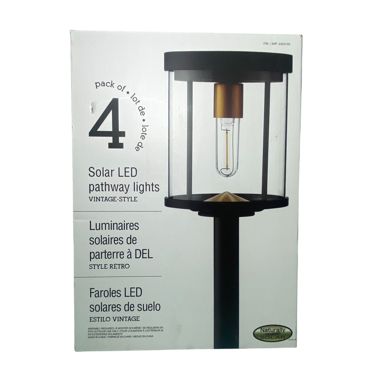 Naturally Solar 4x Vintage-Style Solar LED Pathway Lights