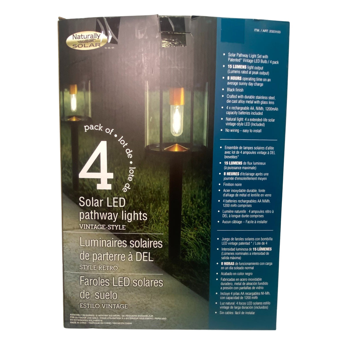 Naturally Solar 4x Vintage-Style Solar LED Pathway Lights