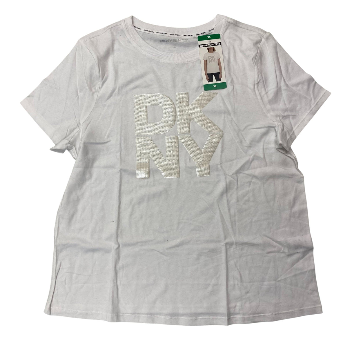 DKNY Women's Sequin Logo Tee SIZE - Extra Large