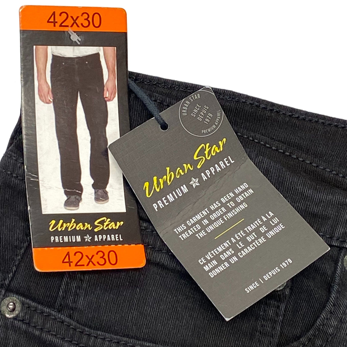Urban Star Men's Straight Leg Jeans - Black SIZE - 42