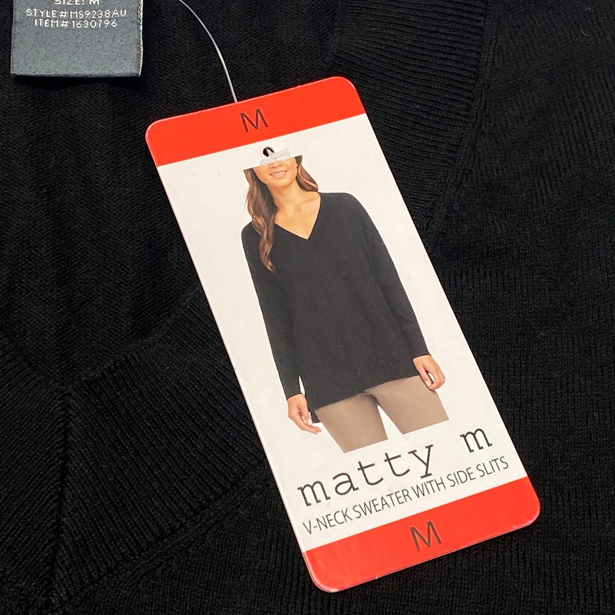 Matty M Women's V-Neck Sweater With Side Slits SIZE - Medium