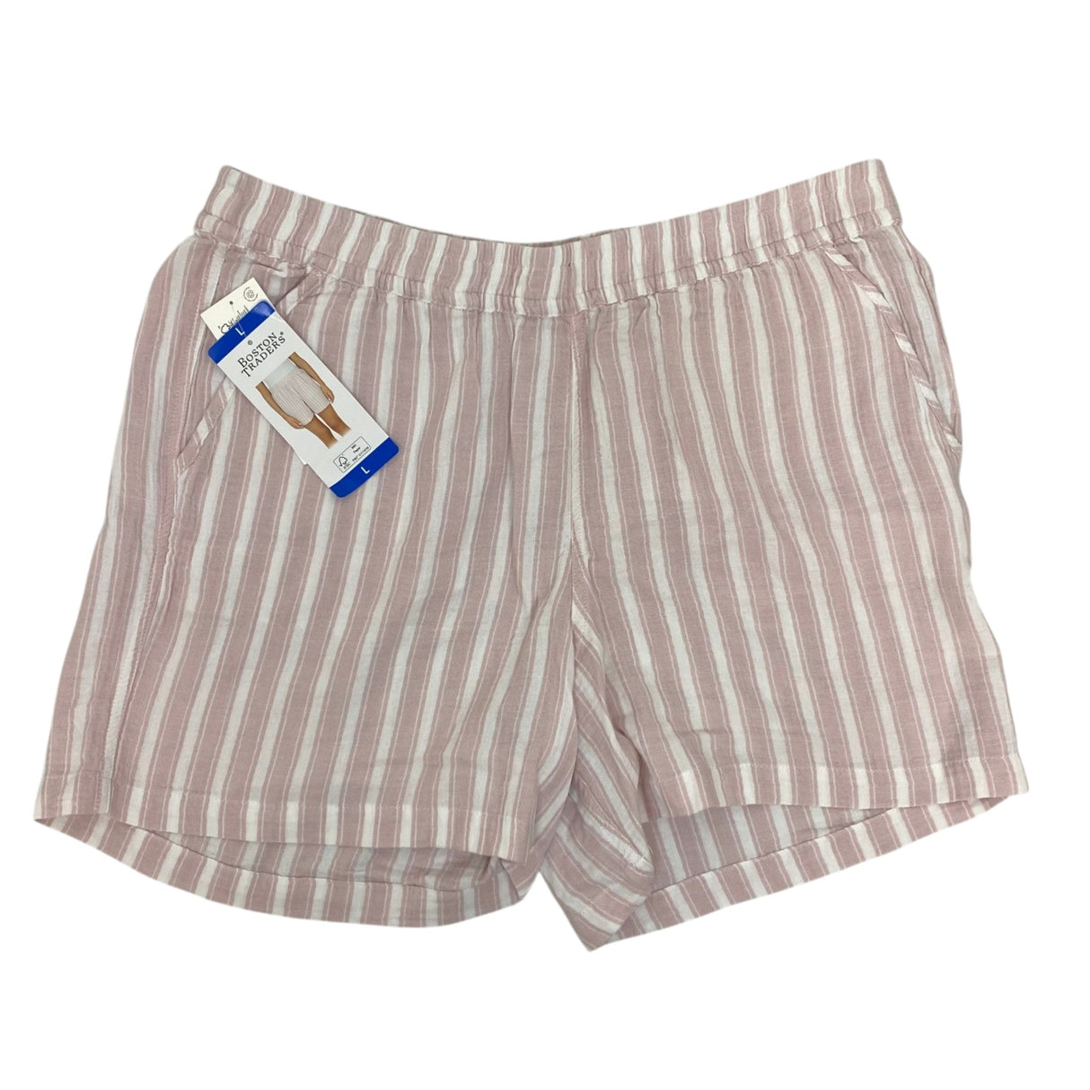 Boston Traders Women's Pink Stripe Casual Cotton Shorts SIZE - Large