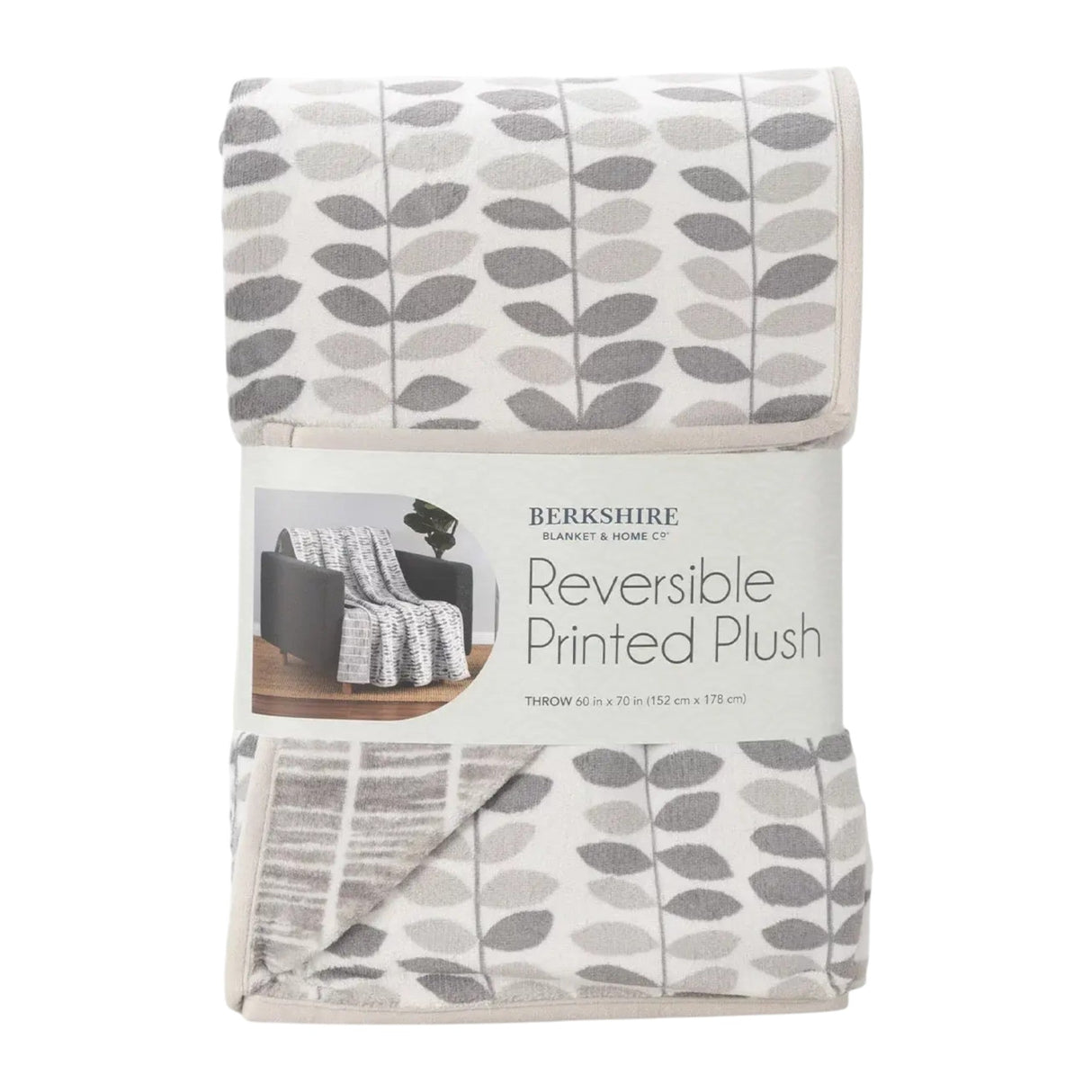 Berkshire Reversible Plush Throw - 152cm x 178cm - Grey
