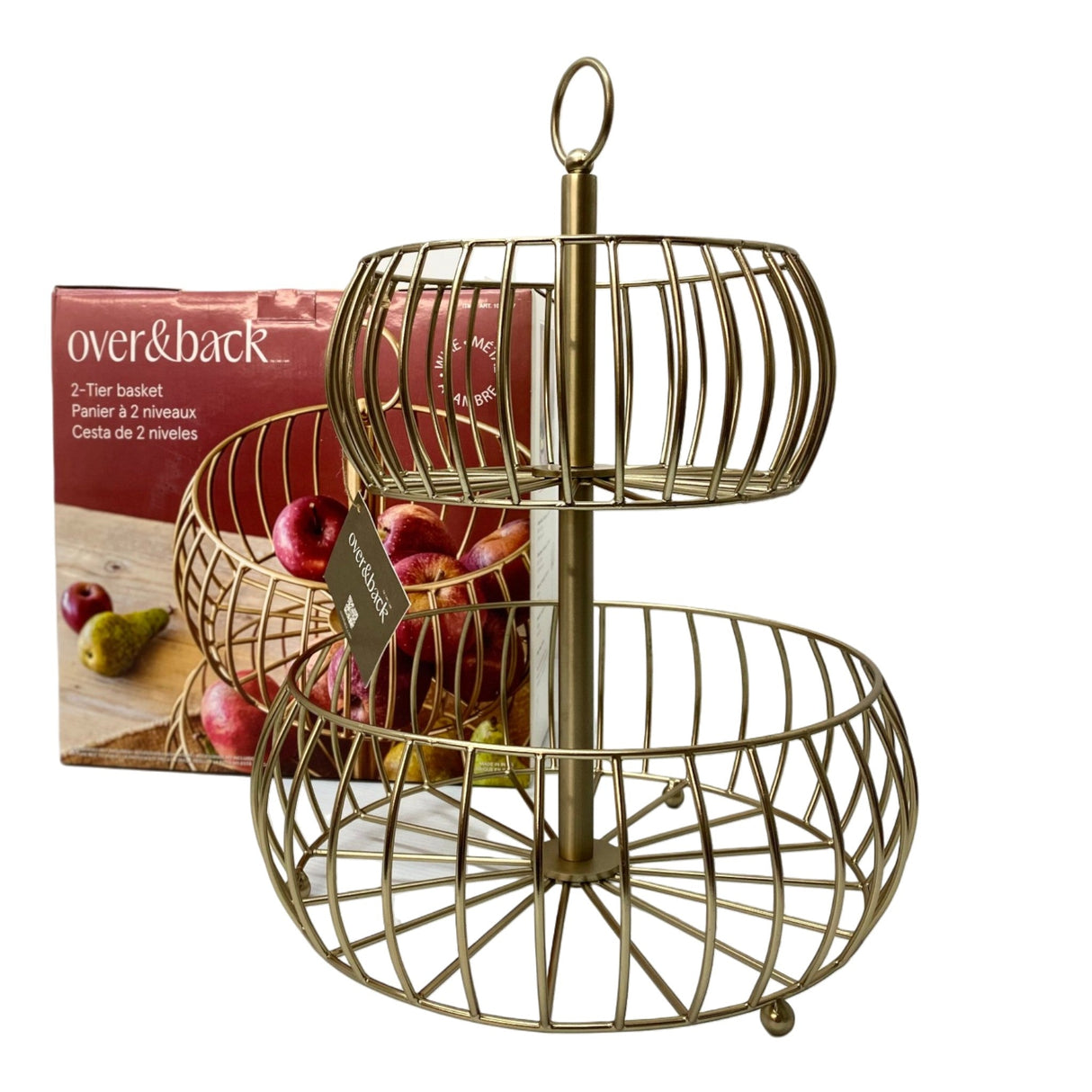 Over&Back 2-Tier Gold-Tone Fruit Basket