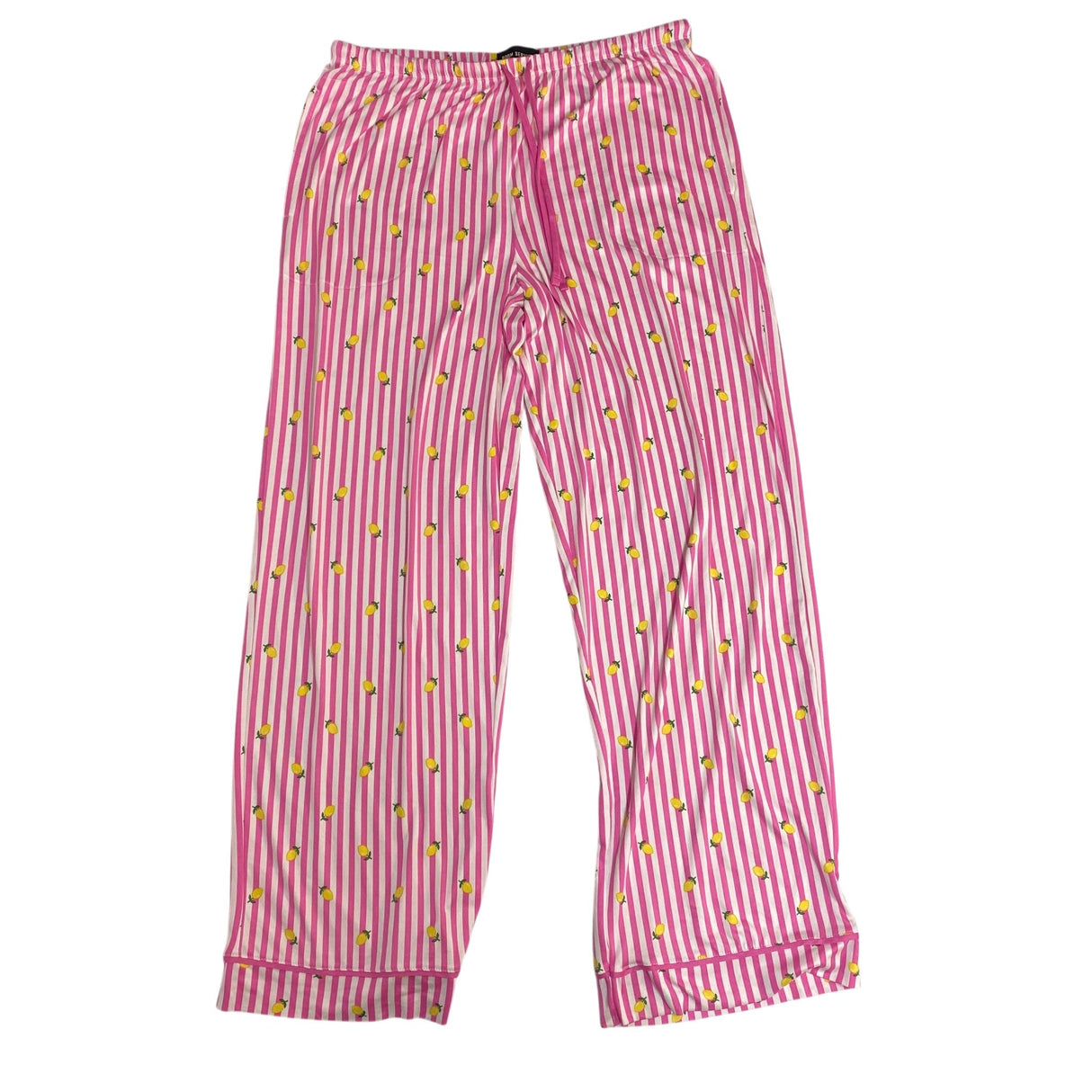 Room Service Women's Notch Collar PJ Set - Pink Stripe/Lemon SIZE - Large