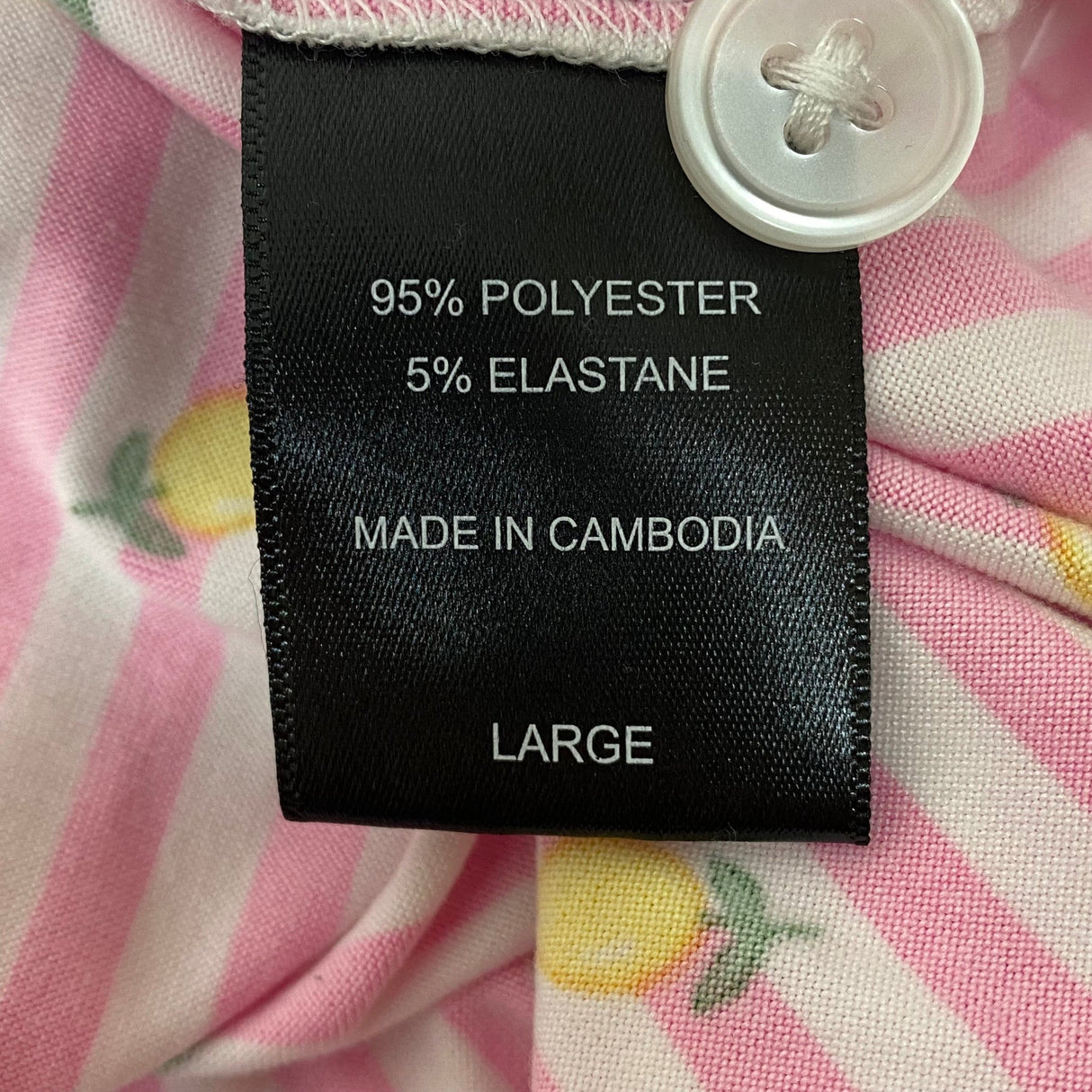 Room Service Women's Notch Collar PJ Set - Pink Stripe/Lemon SIZE - Large