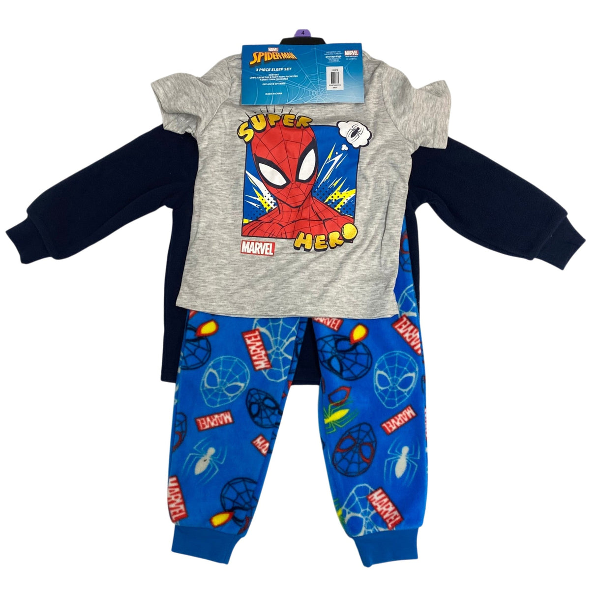 Marvel Boy's 3 Piece Spiderman Sleep Set SIZE - 4