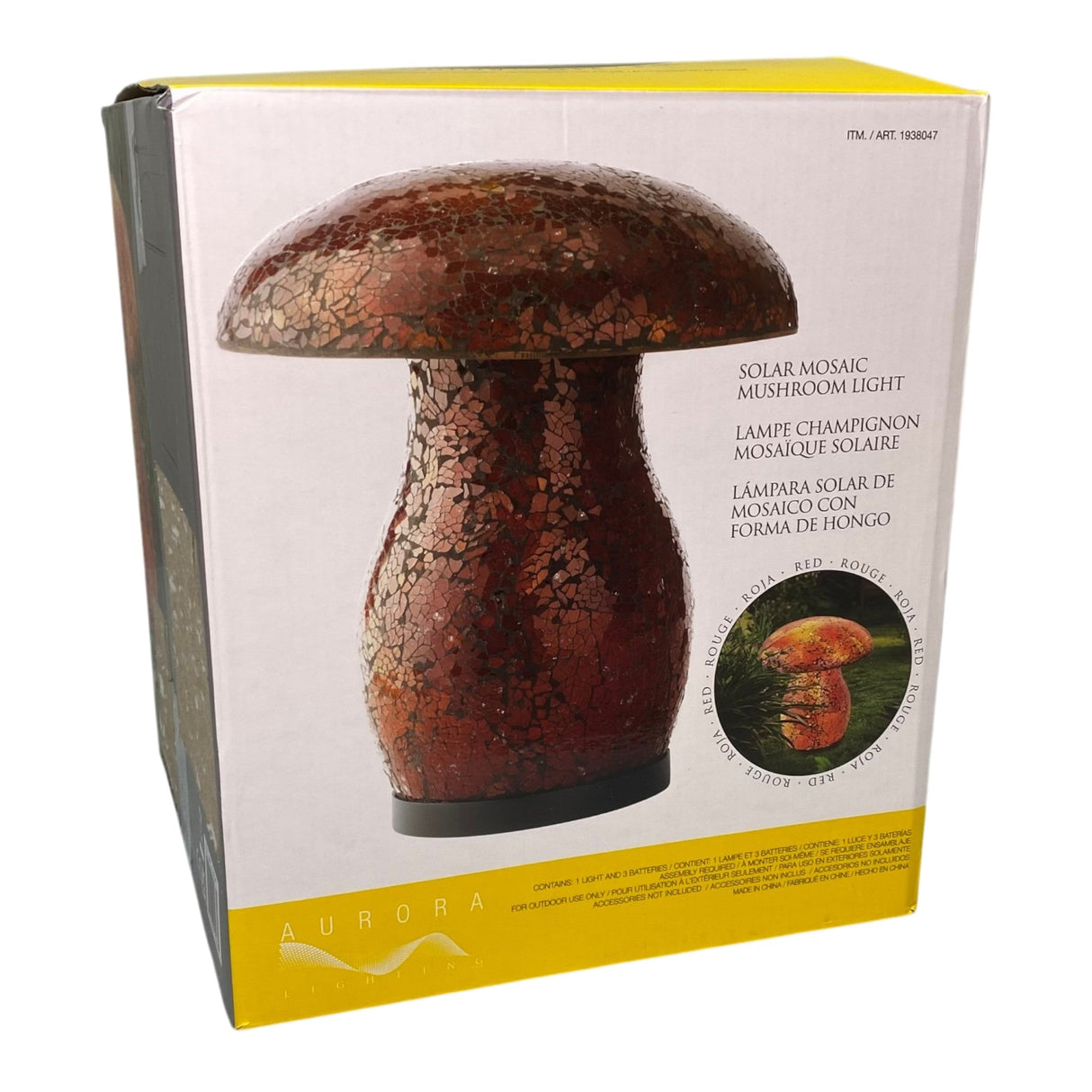 Aurora Lighting Mosaic Solar Mushroom Light - Red