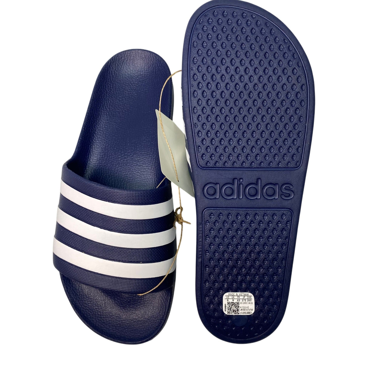 Adidas Men's Adilette Aqua Slide Sandal - Navy/White SIZE - 9