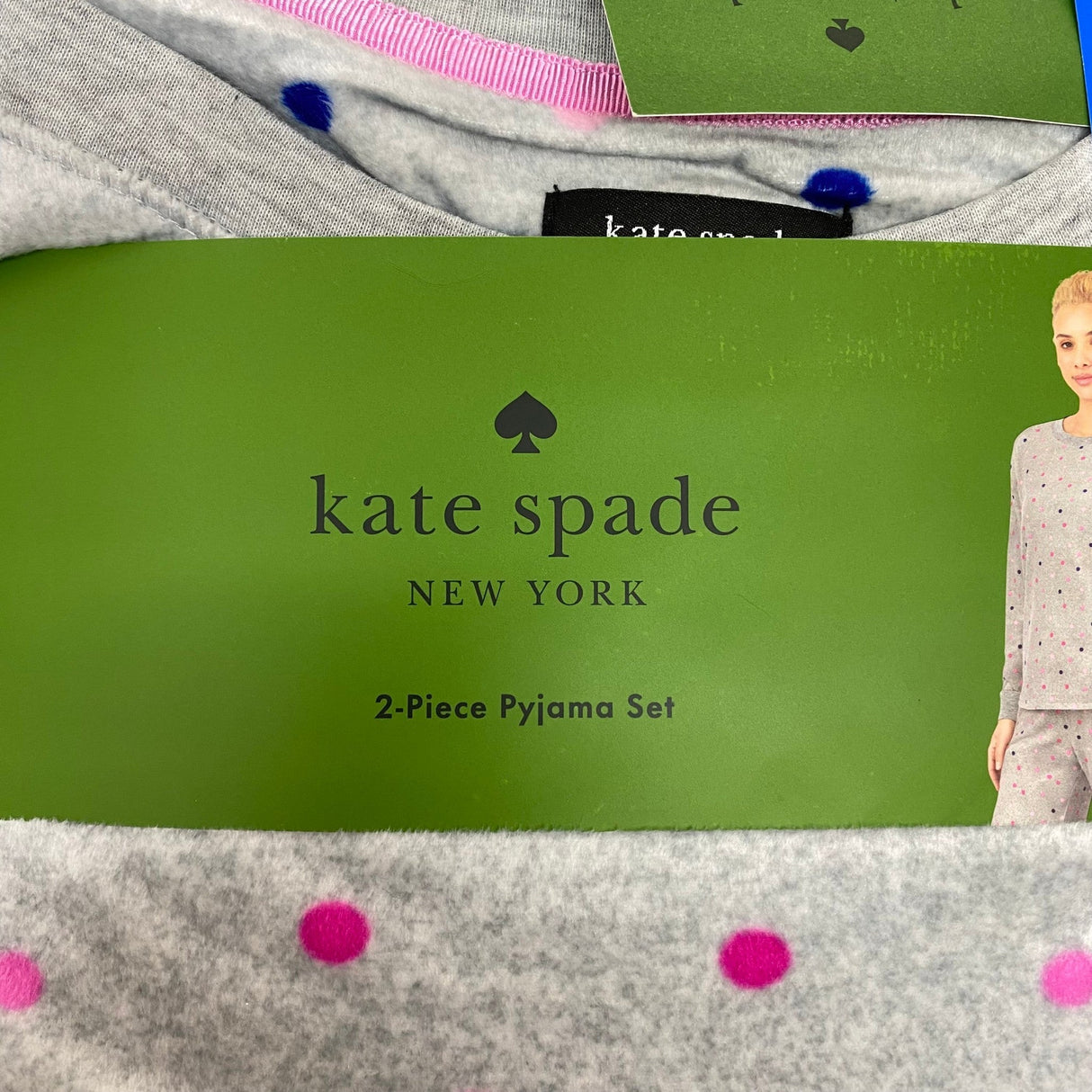 Kate Spade Women's 2 Piece Velour Pyjama Set - Polka Dot SIZE - Large