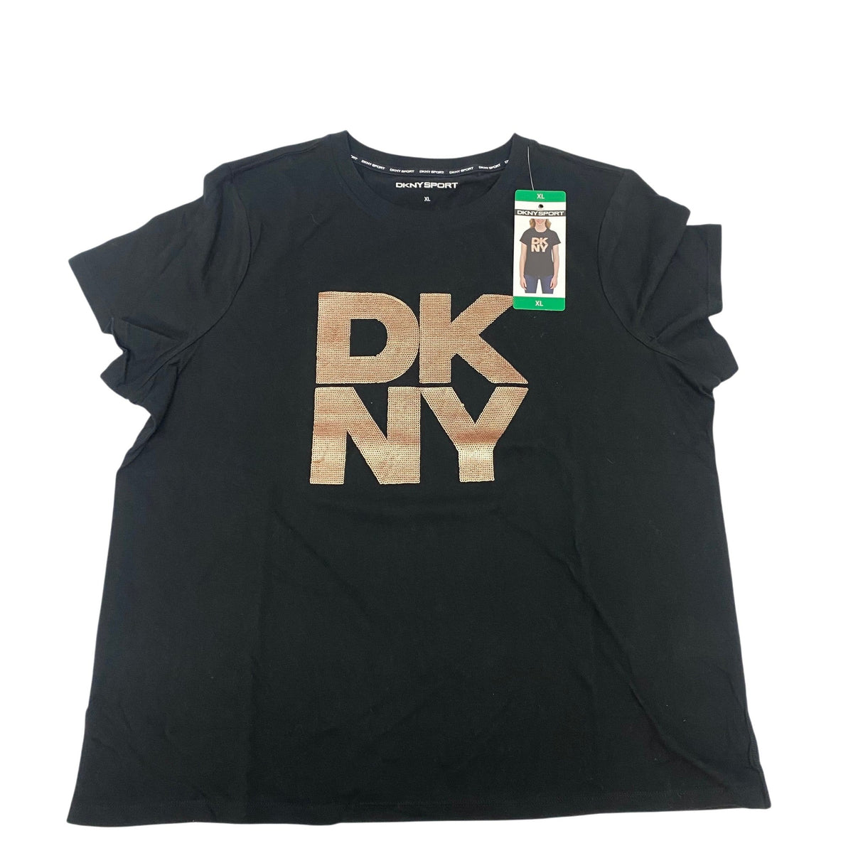 DKNY Women's Sequin Logo T-Shirt SIZE - Extra Large