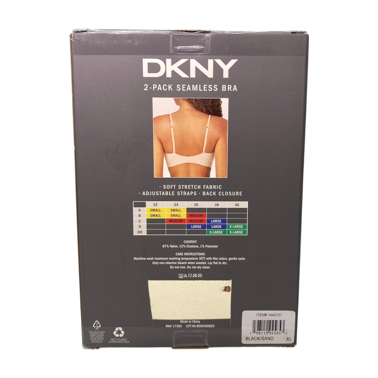 DKNY 2 Pack Seamless Bra Black/Sand SIZE - Extra Large