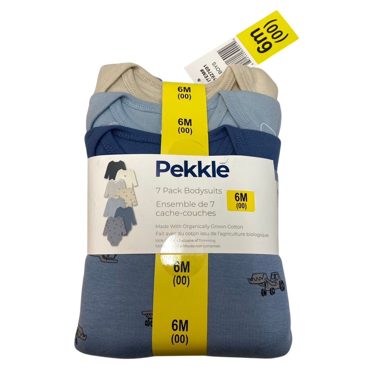 Pekkle Kid's 7 Pack Bodysuit 6 Months SIZE - 6
