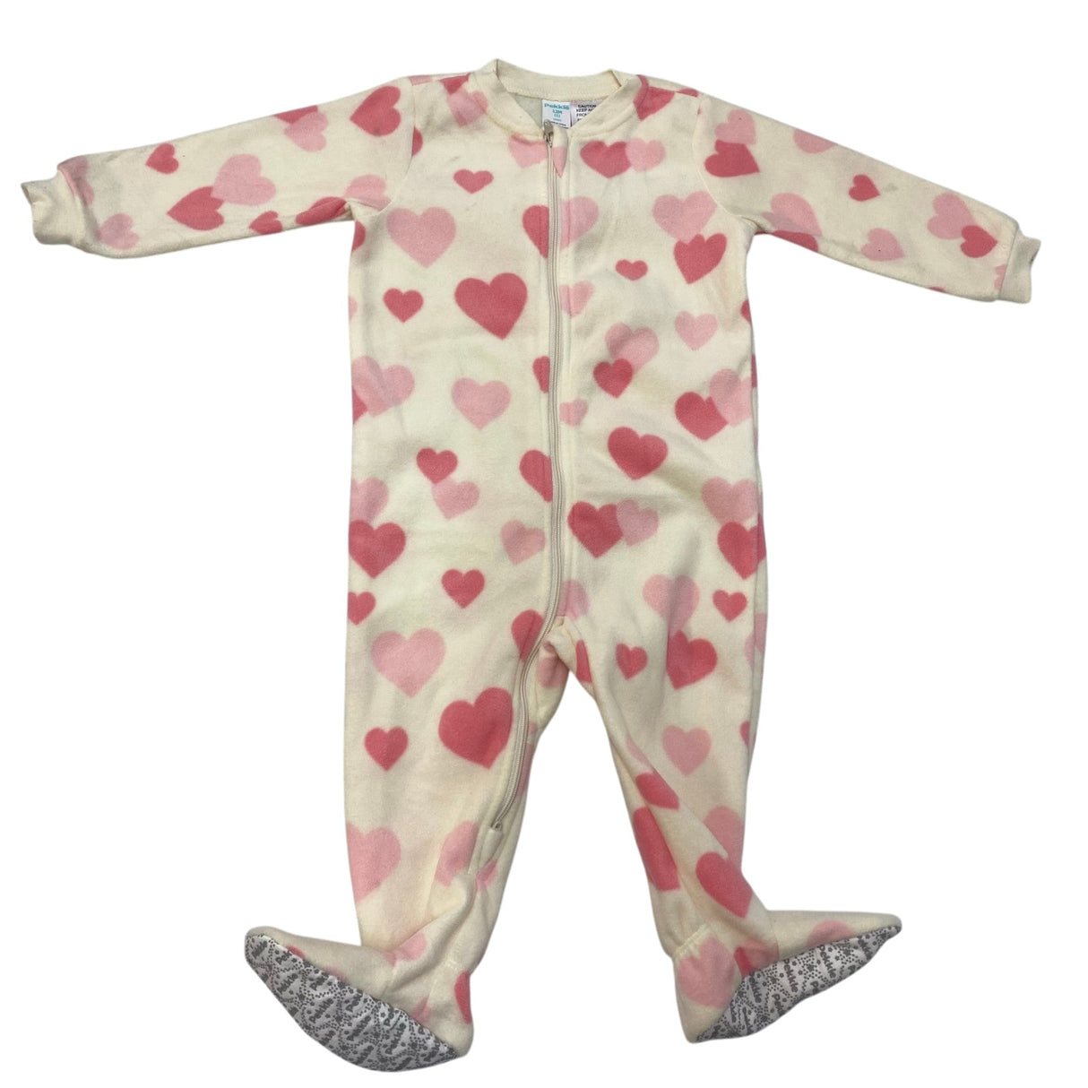 Pekkle Girl's Fleece Sleepsuit - Hearts - 12 Months SIZE - 1