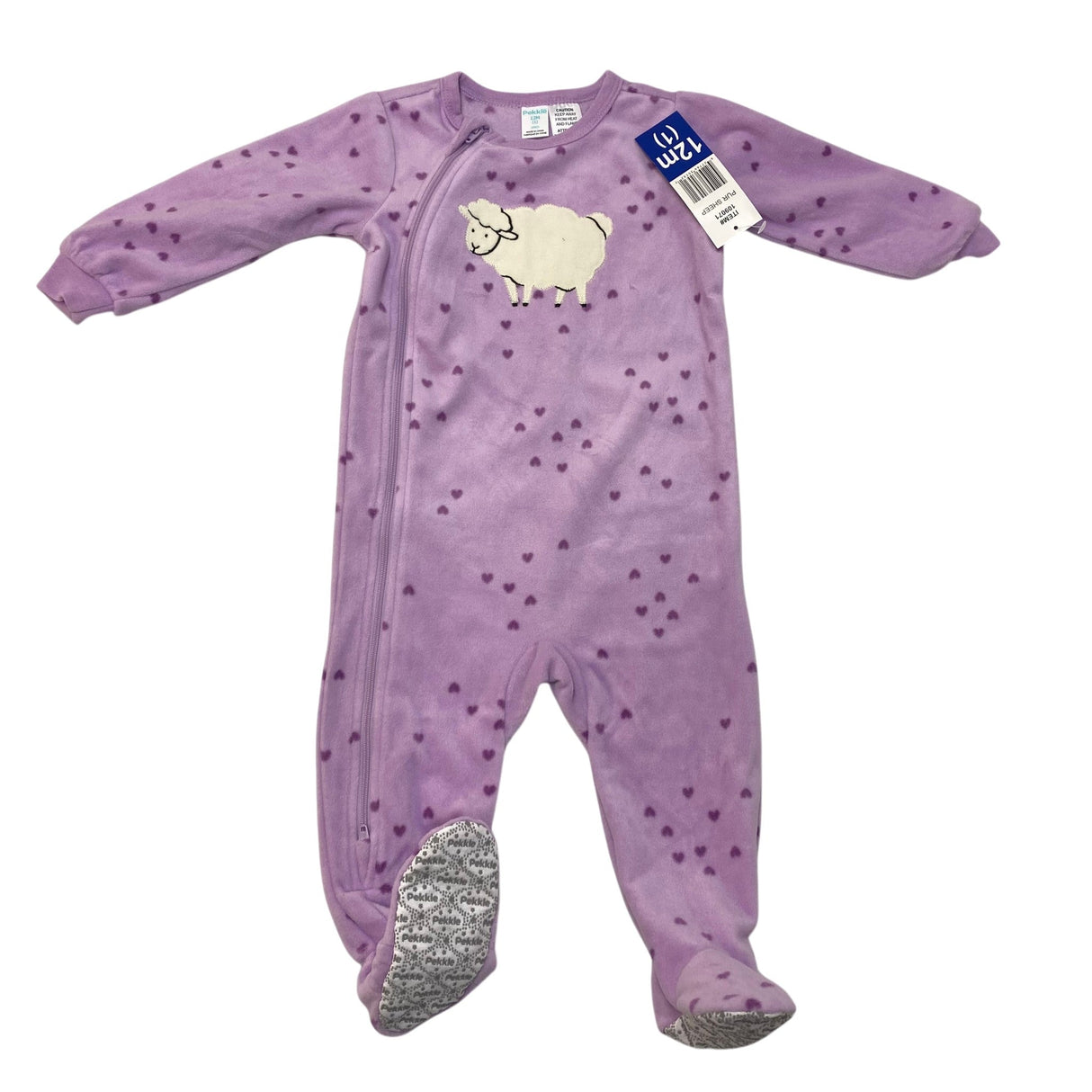 Pekkle Girl's Fleece Sleepsuit - Purple Sheep - 12 Months SIZE - 1