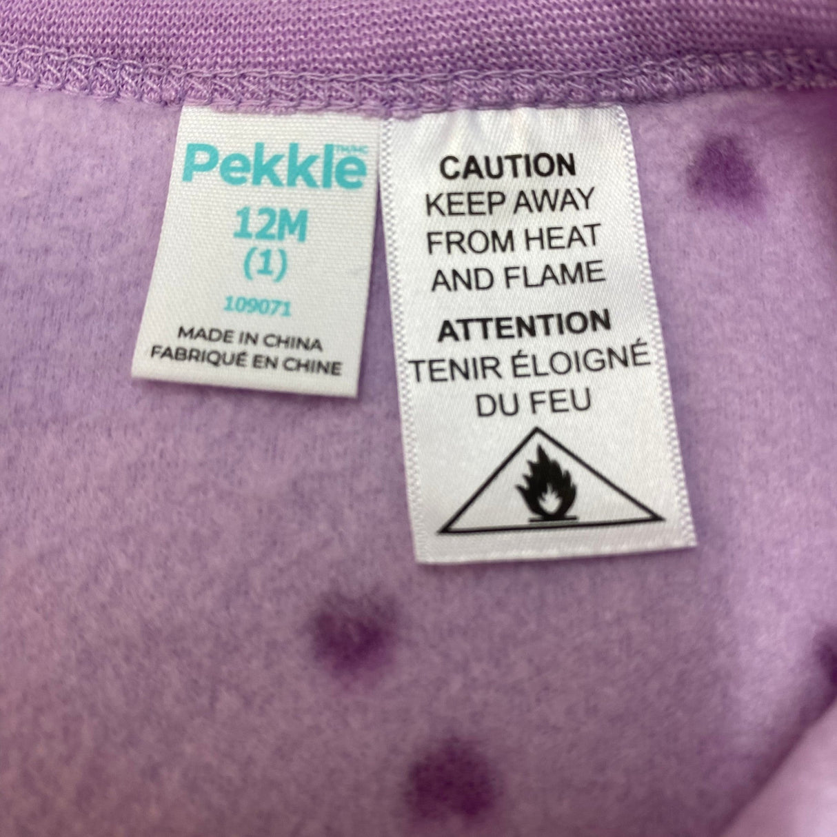 Pekkle Girl's Fleece Sleepsuit - Purple Sheep - 12 Months SIZE - 1