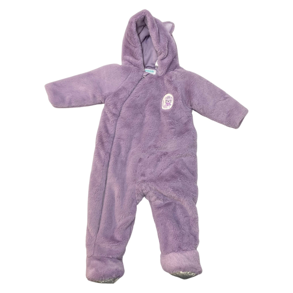 Pekkle Girl's Fluffy Sleepsuit - Purple Kitty - 12 Months SIZE - 1