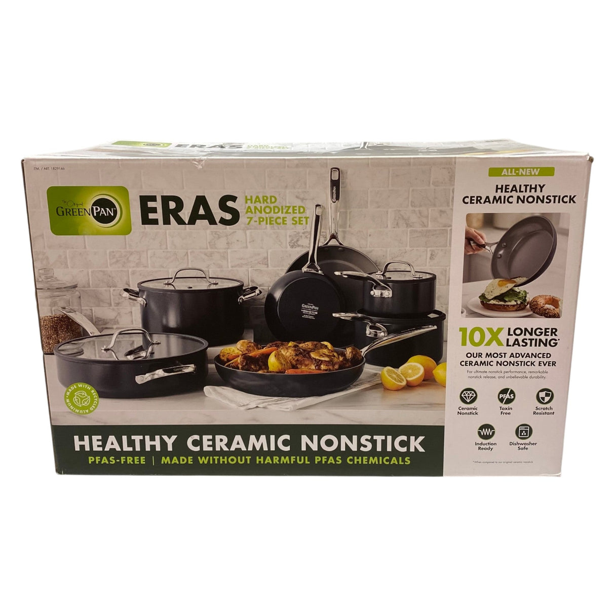 Greenpan Eras 7 Piece Ceramic Non-Stick Cookware Set with Lids - CLICK AND COLLECT ONLY