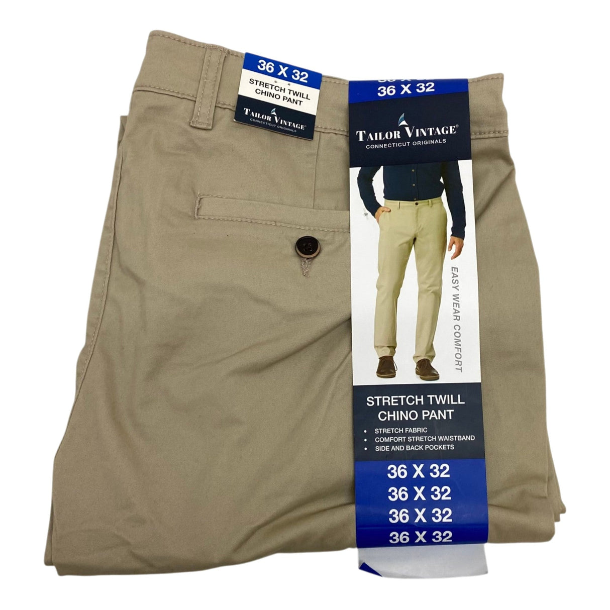 Tailor Vintage Men's Stretch Twill Chino Pant SIZE - 36
