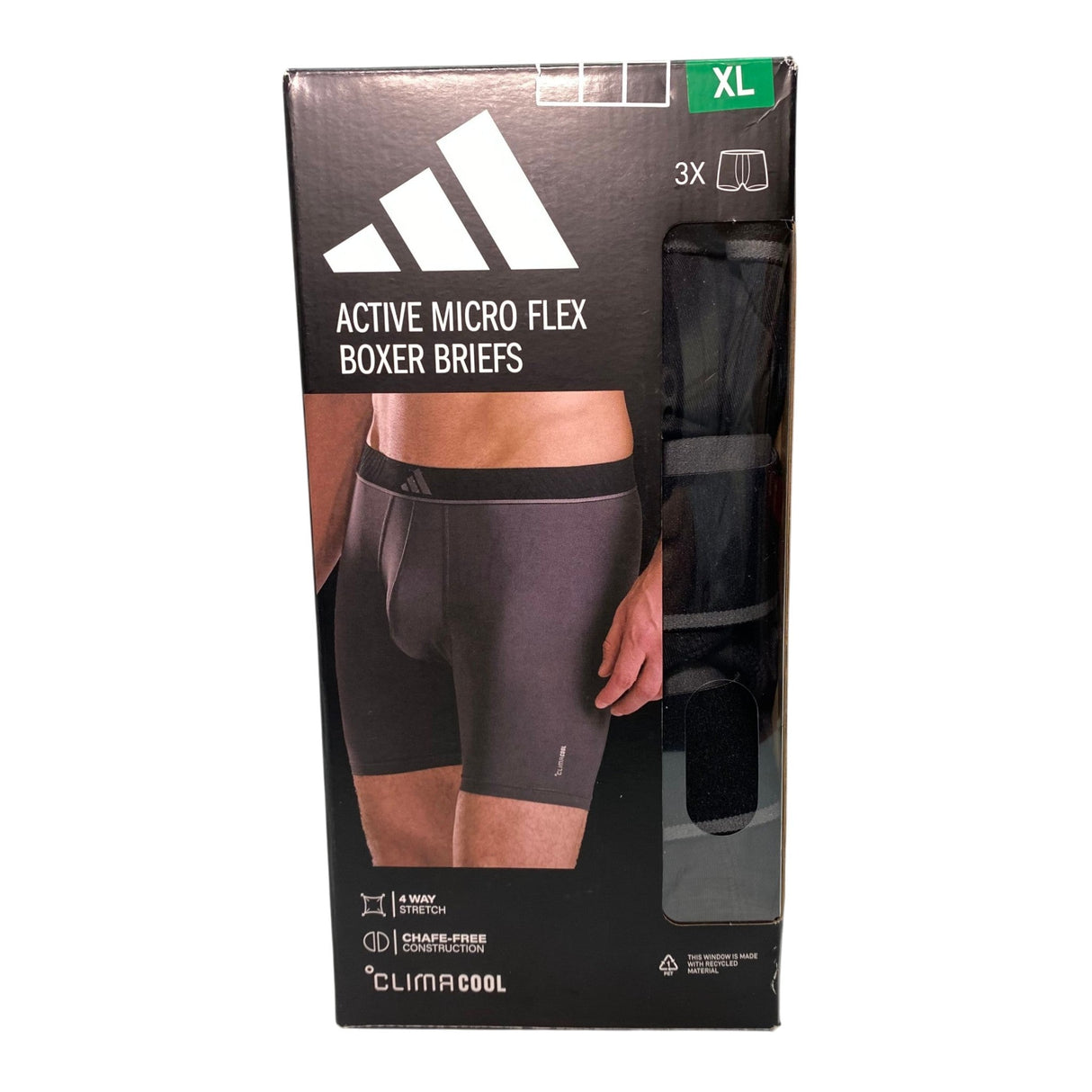 Adidas Men's 3 Pack Active Micro Flex Boxer Briefs SIZE - Extra Large