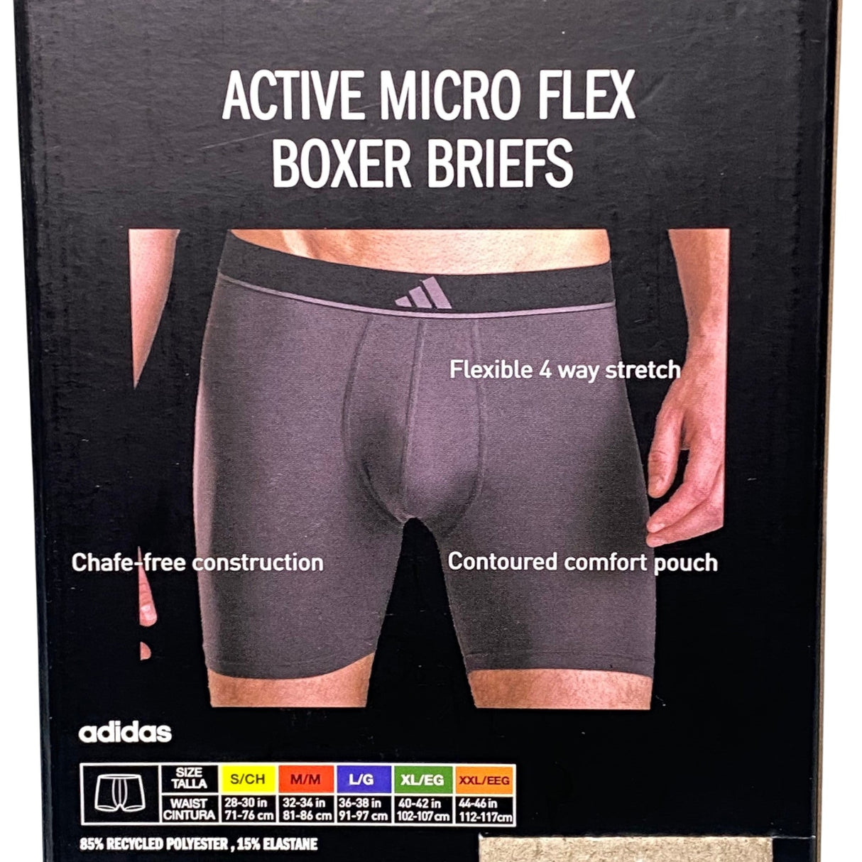 Adidas Men's 3 Pack Active Micro Flex Boxer Briefs SIZE - Extra Large