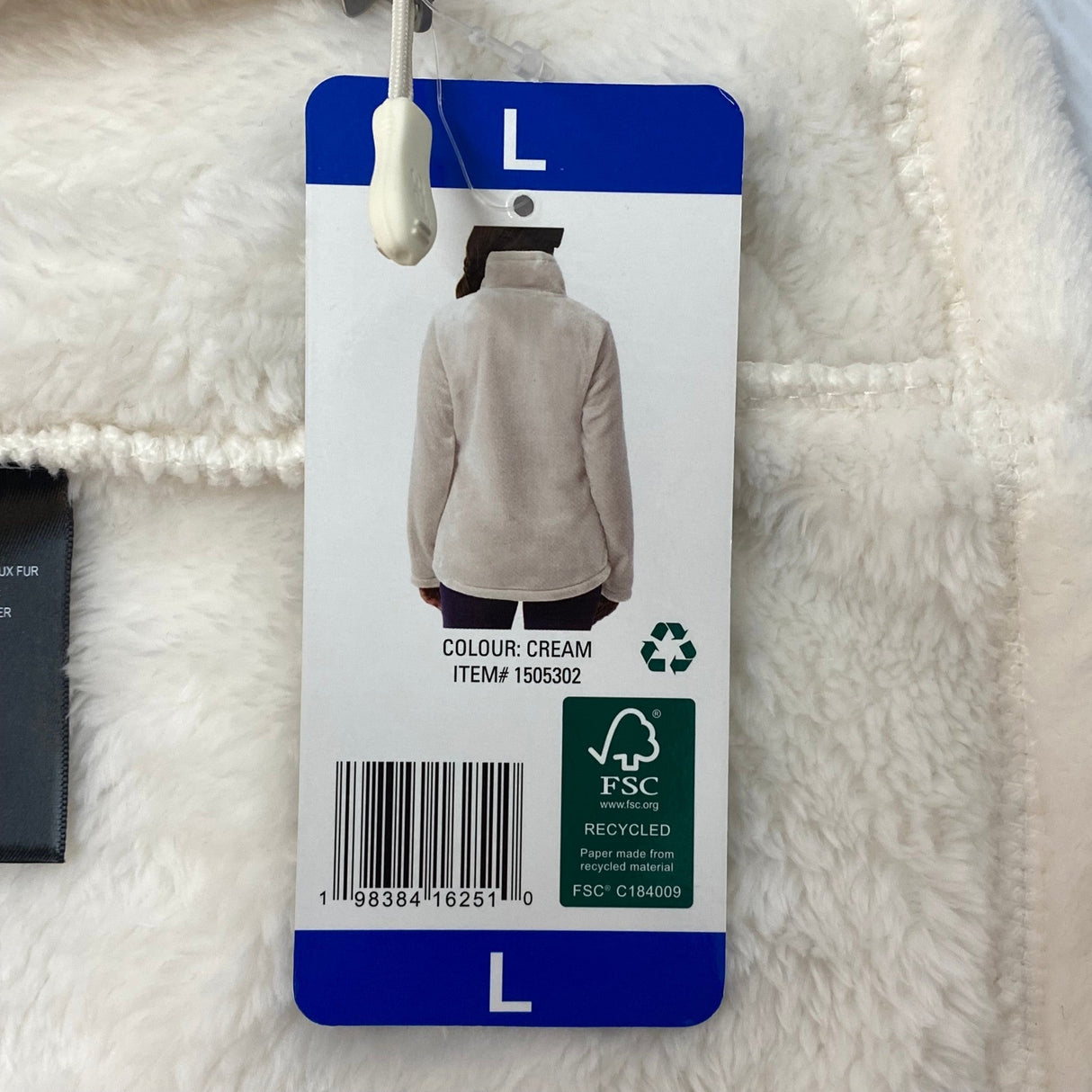 32Degrees Women's Full Zip Faux Fur Jacket - Cream SIZE - Large