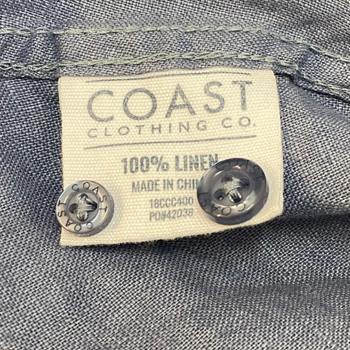 Coast Men's Linen Button Up Shirt SIZE - XXL