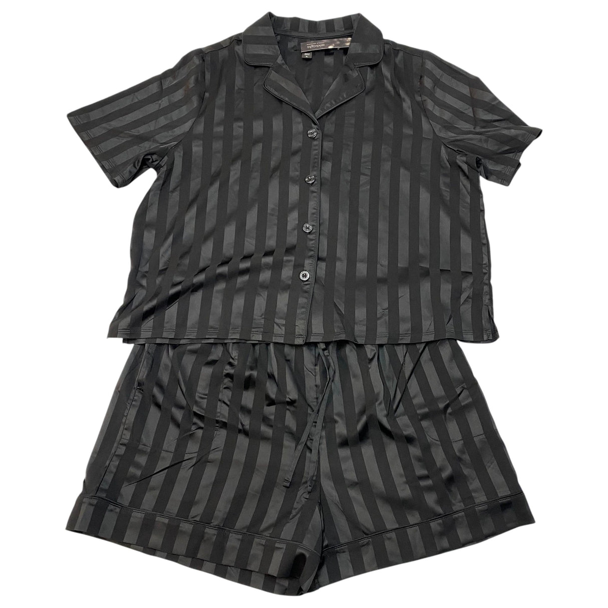 Carole Hochman Women's 2 Piece Satin Summer Pyjamas - Black SIZE - Extra Large