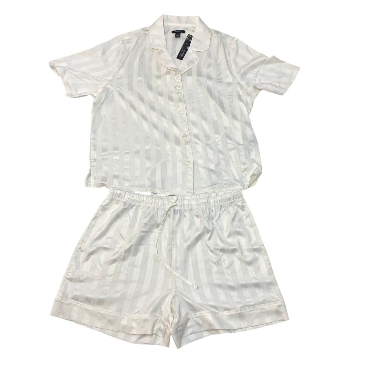 Carole Hochman Women's 2 Piece Satin Summer Pyjamas - White SIZE - Large
