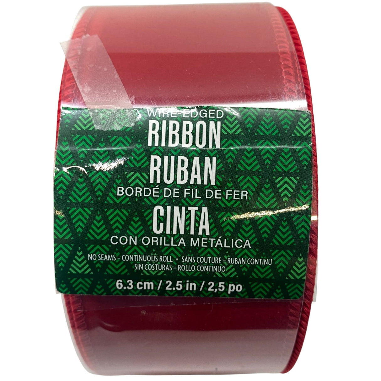 Holiday Wire-Edged Ribbon 6.3cm Wide - Red Crushed Velvet Texture