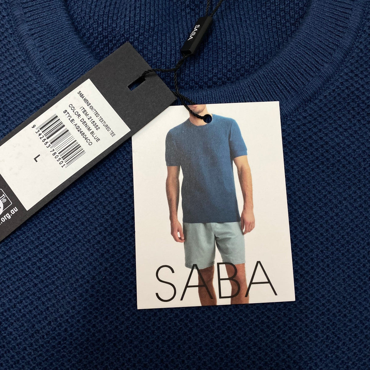 SABA Men's Knitted Cotton Texture Tee SIZE - Large