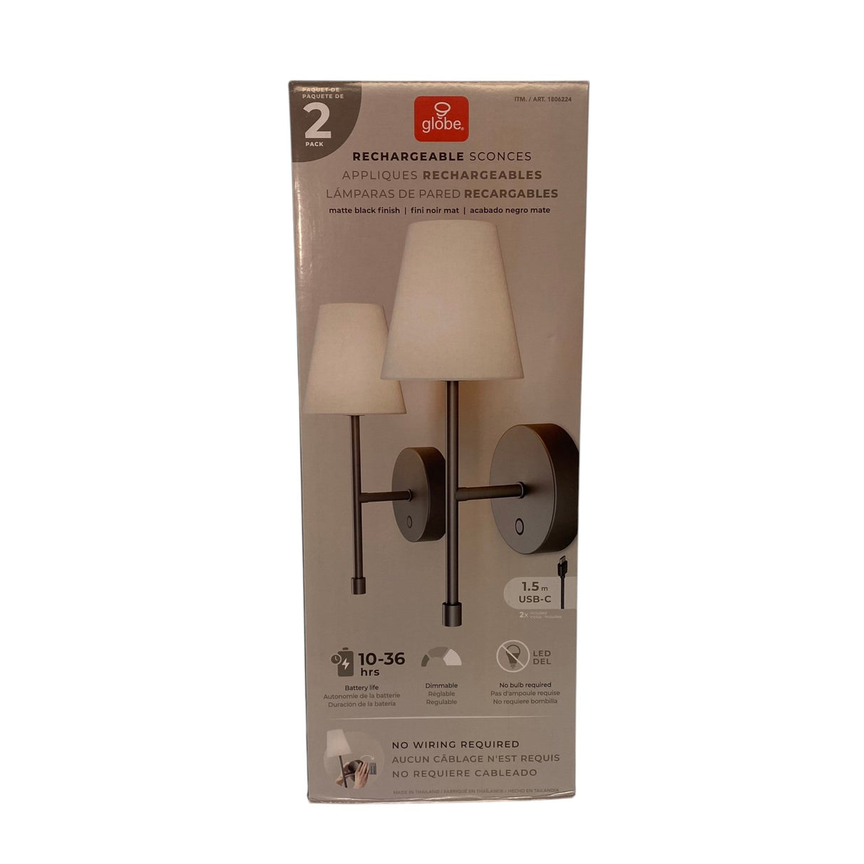 Globe 1x Rechargeable LED Wall Sconce