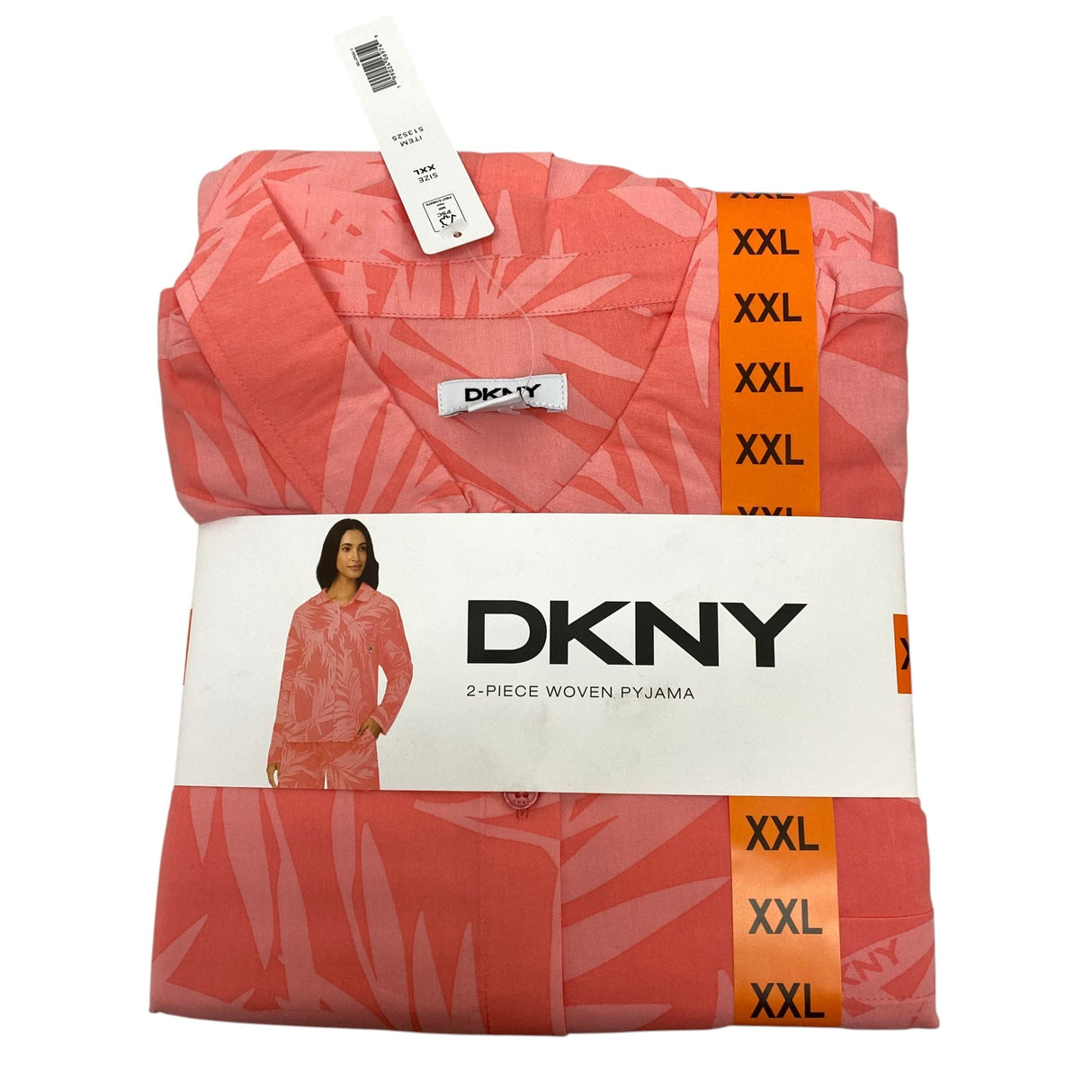 DKNY Women's 2 Piece Lightweight Woven Pyjama Set - Coral Floral SIZE - XXL