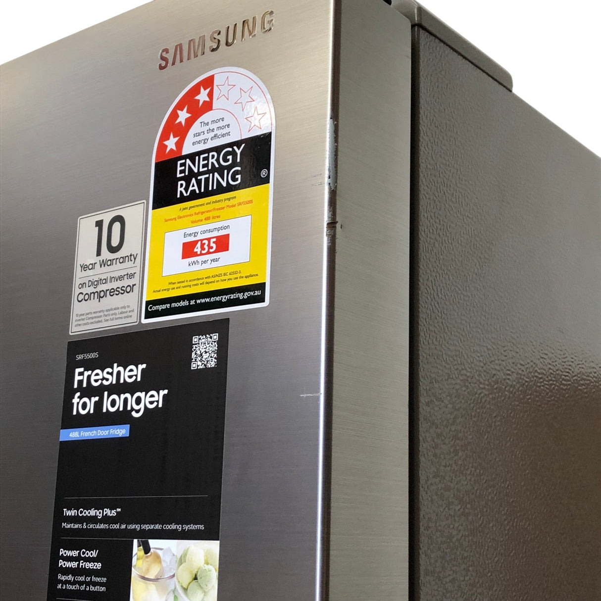 Samsung SRF5500S French Door Fridge - 488L - Silver - CLICK AND COLLECT ONLY