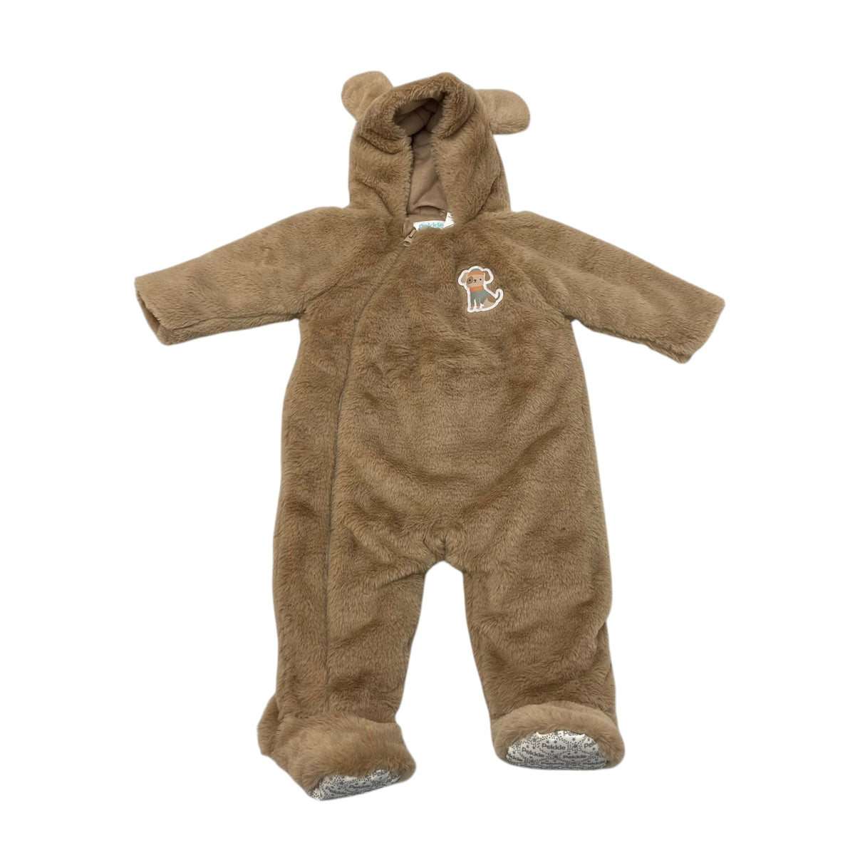 Pekkle Kid's Fleece Sleep Suit - Brown Dog - 9 Months